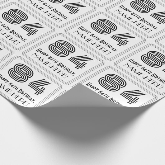 84ste verjaardag: Art Deco geïnspireerd stijl "84" Cadeaupapier (Hoek)