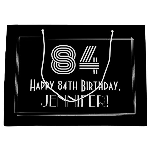 84ste verjaardag — Art Deco geïnspireerde look "84 Groot Cadeauzakje (Voorkant)