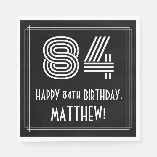 84ste verjaardag: Art Deco Geïnspireerde look "84" Servet (Voorkant)