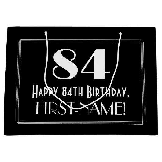 84ste verjaardag: Art Deco Geïnspireerde stijl "84 Groot Cadeauzakje (Voorkant)