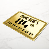 84ste verjaardag: Art Deco Kijk "84" en naam Folie Uitnodiging (Gedraaid)