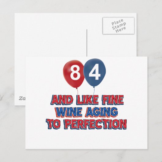 84ste verjaardag design briefkaart (Voorkant / Achterkant)