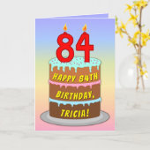 84ste verjaardag — Leuke cake & kaarsen, met eigen Kaart (Gele Bloem)