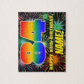 84ste verjaardag: vuurwerk voor de feestdag, kleur legpuzzel (Verticaal)