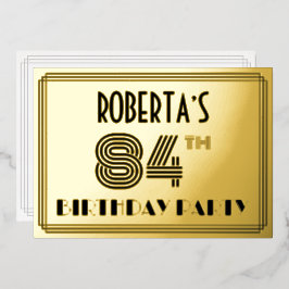 84ste Verjaardagsfeest — Art Deco stijl “84” & Naa Folie Uitnodiging