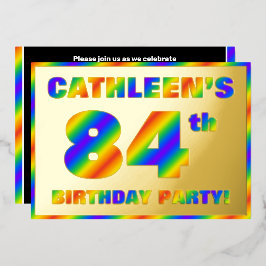 84ste Verjaardagsfeest — Leuk, Regenboogspectrum “ Folie Uitnodiging