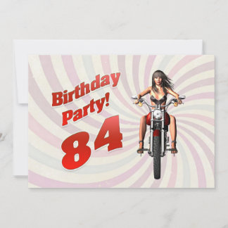 84ste verjaardagsfeest met een meisje op een motor kaart
