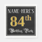 84th Birthday Party — Fancy Script, Faux Gold Look Servet (Voorkant)