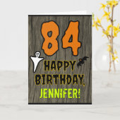 84th Verjaardag: Spooky Halloween Thema, aangepast Kaart (Gele Bloem)