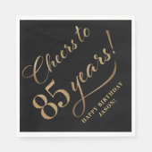 85 Birthday Glitter Zwart en Goud Servet (Voorkant)