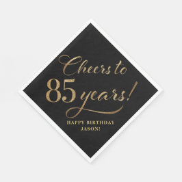 85 Birthday Glitter Zwart en Goud Servet