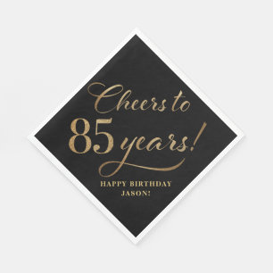 85 Birthday Glitter Zwart en Goud Servet