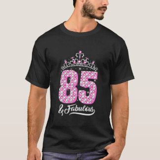 85 En Fabulous 85th Verjaardag Diamond Crown Gift T-shirt