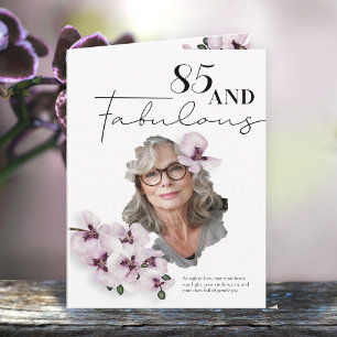 85 & Fabulous Orchidee Foto Verjaardagskaart Kaart