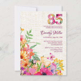 85 jaar Bloemen Bloemlinnen 85ste verjaardag Kaart