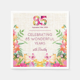 85 jaar Bloemen Bloemlinnen 85ste verjaardag Servet