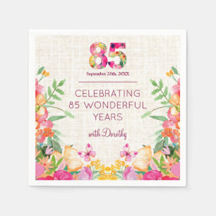 85 jaar Bloemen Bloemlinnen 85ste verjaardag Servet