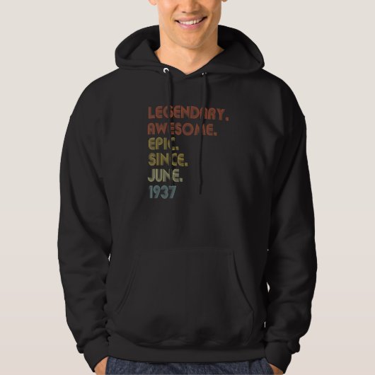 85 jaar Geweldige sinds juni 1937 85e verjaardag Hoodie (Voorkant)