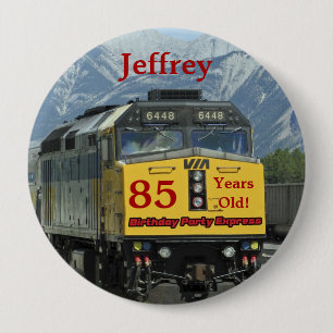85 jaar oud, Rail Train Birthday Button Pin