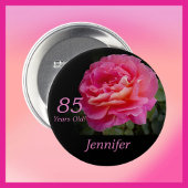 85 jaar oud, roze roze roze Button Pin