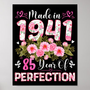 85-jarige vrouw geproduceerd in 1941 bloemig 85ste poster