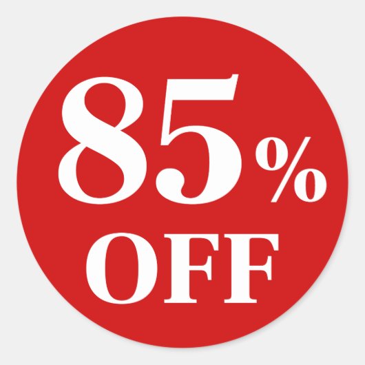 85% KORTING Rode Achtergrond Klassieke Ronde Stick Sticker (Voorkant)