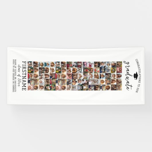 85 Photo Collage Afstuderen Modern Minimal White Spandoek (Horizontaal)