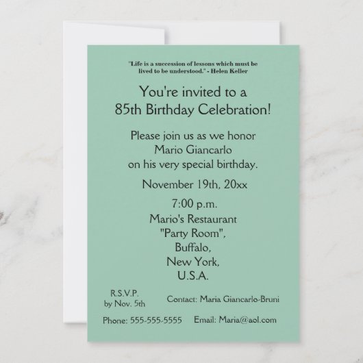 85 prachtige jaren!-Birthday+Woodland Lake Kaart (Achterkant)