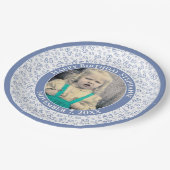 85 Uw foto Willekeurige nummerpatroon blauw/wit Papieren Bordje (Gekanteld)