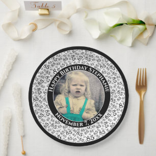 85 Uw foto Willekeurige nummerpatroon zwart/wit Papieren Bordje