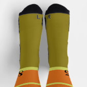 85 verjaardags Retro kleurenblok Groen en sinaasap Sokken (Top)