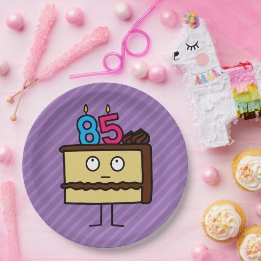 85e Birthday Cake met kaarsen Papieren Bordje (Feest)
