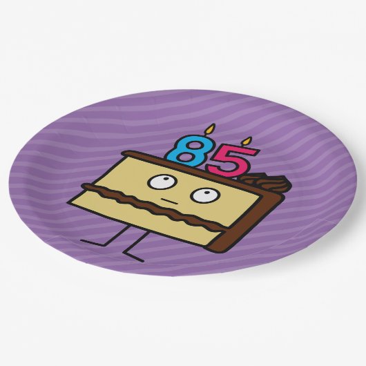 85e Birthday Cake met kaarsen Papieren Bordje (Gekanteld)