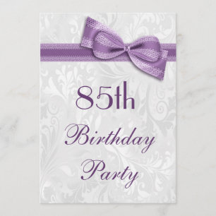 85e Birthday Party Damask en Faux Bow Kaart