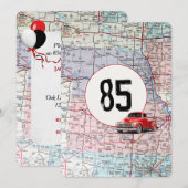 85e 'Birthday Party' Red Retro Truck Kaart (Voorkant / Achterkant)