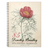 85e Botanische Peony Guest Book op Birthday Notitieboek (Voorkant)
