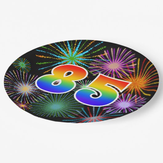 85e evenement - Fun, kleurrijk, vet, regenboog 85 Papieren Bordje (Gekanteld)