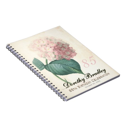 85e geboortedag Botanische hydrangea-Guest Book Notitieboek (Rechterzijde)