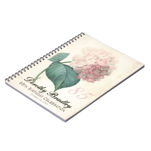 85e geboortedag Botanische hydrangea-Guest Book Notitieboek (Linkerzijde)