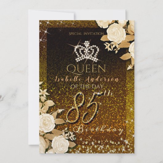 85e glinsterende kroon gouden verjaardag kaart (Voorkant)