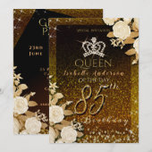 85e glinsterende kroon gouden verjaardag kaart (Voorkant / Achterkant)