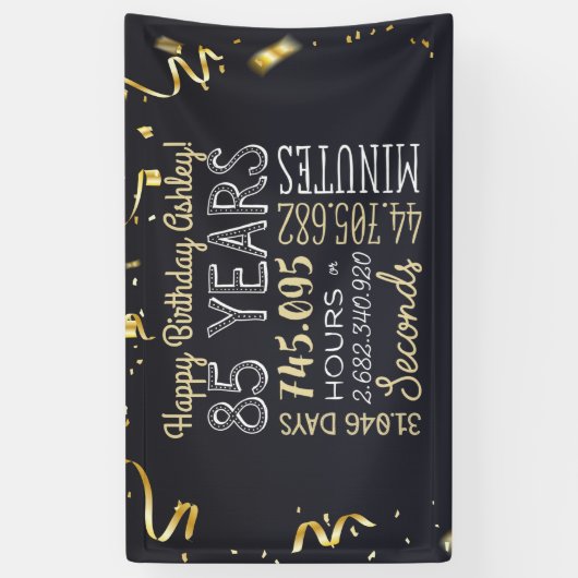 85e jaarbanner - 85 jaar in uren en seconden spandoek (Verticaal)