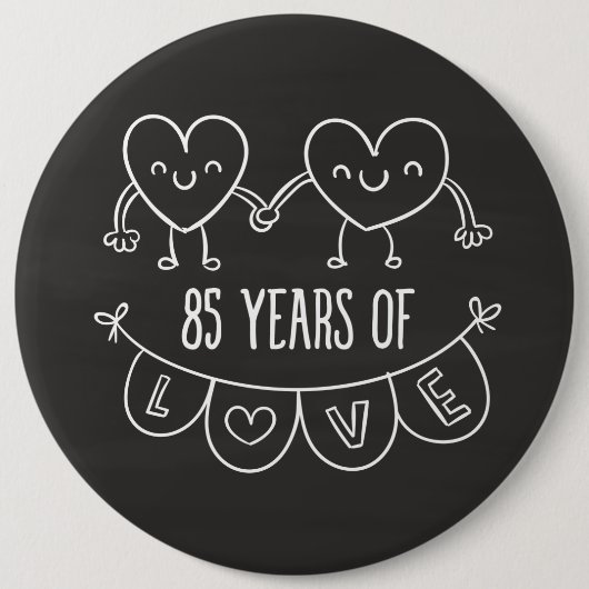 85e Jubileum Gift Chalk Hearts Ronde Button 6,0 Cm (Voorkant)