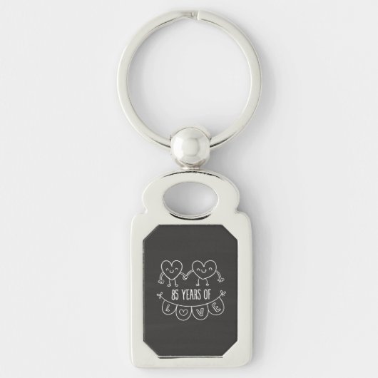 85e Jubileum Gift Chalk Hearts Sleutelhanger (Voorkant)