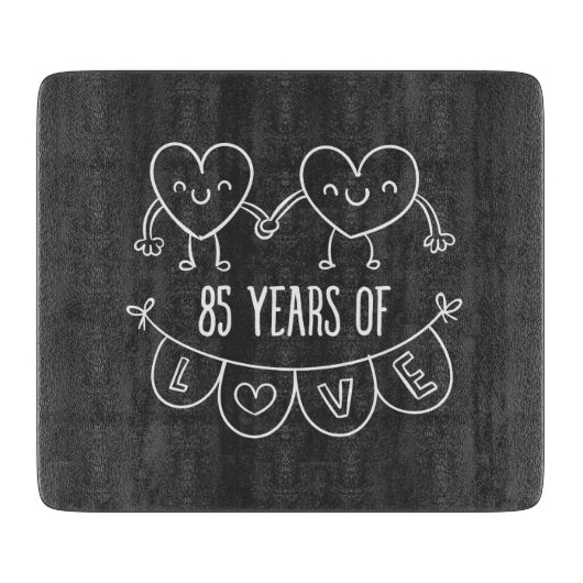 85e Jubileum Gift Chalk Hearts Snijplank (Voorkant)