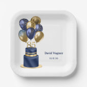 85e marinierblauwe kake papieren bordje (Voorkant)