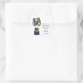 85e marthday Navy Blue Cake Bedankt Vierkante Sticker (Tas)