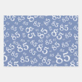 85e mijlpaal op jaardag blauw/wit nummerpatroon inpakpapier vel (Voorkant)