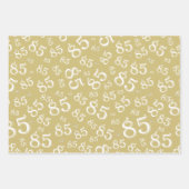 85e mijlpaal op jaardag Gold/wit nummerpatroon Inpakpapier Vel (Voorkant 3)