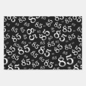 85e mijlpaal op jaardag zwart/wit nummerpatroon inpakpapier vel (Voorkant)